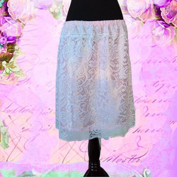 Vintage Lace and Pink Satin Skirt | Roselani Jasmin | Size Small - Picture 1 of 9